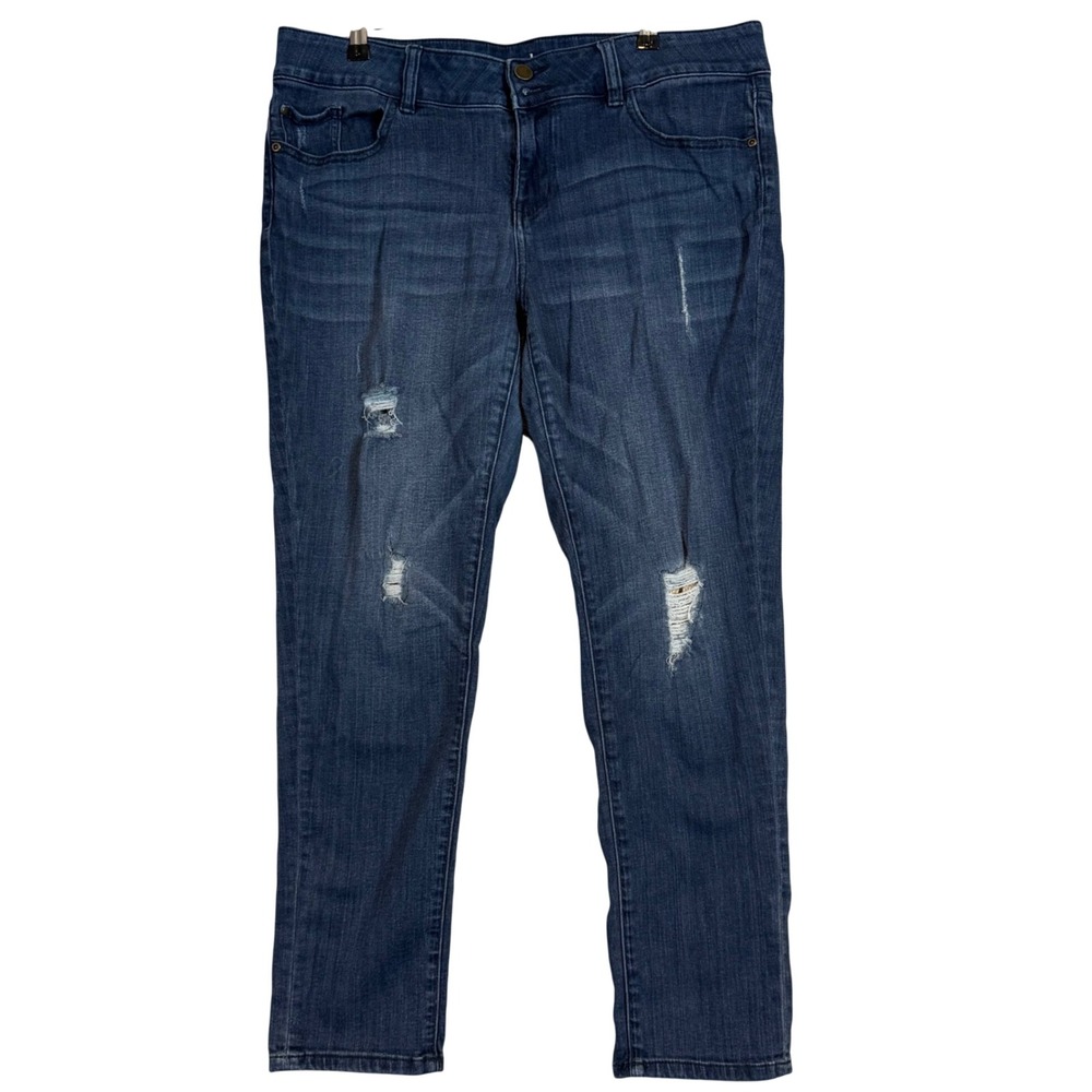 New York & Company Soho Jeans Womens 12 Dark Wash New York Boyfriend Distressed